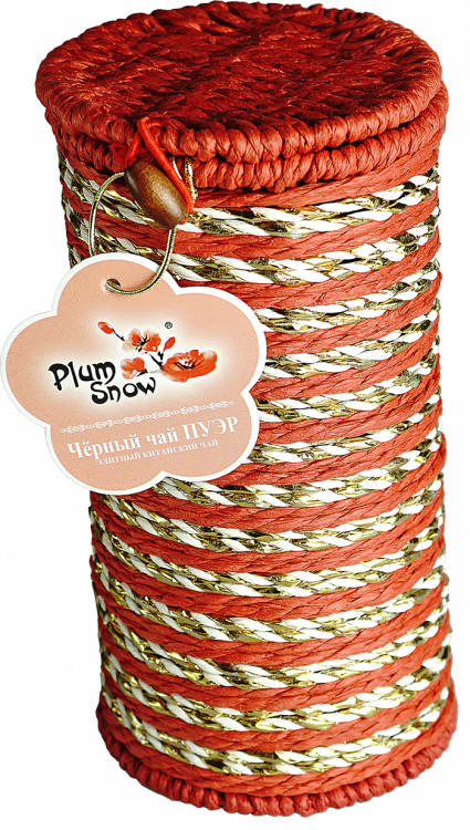 Чёрный чай пуэр в плетёном тубусе «Plum Snow», 80 г